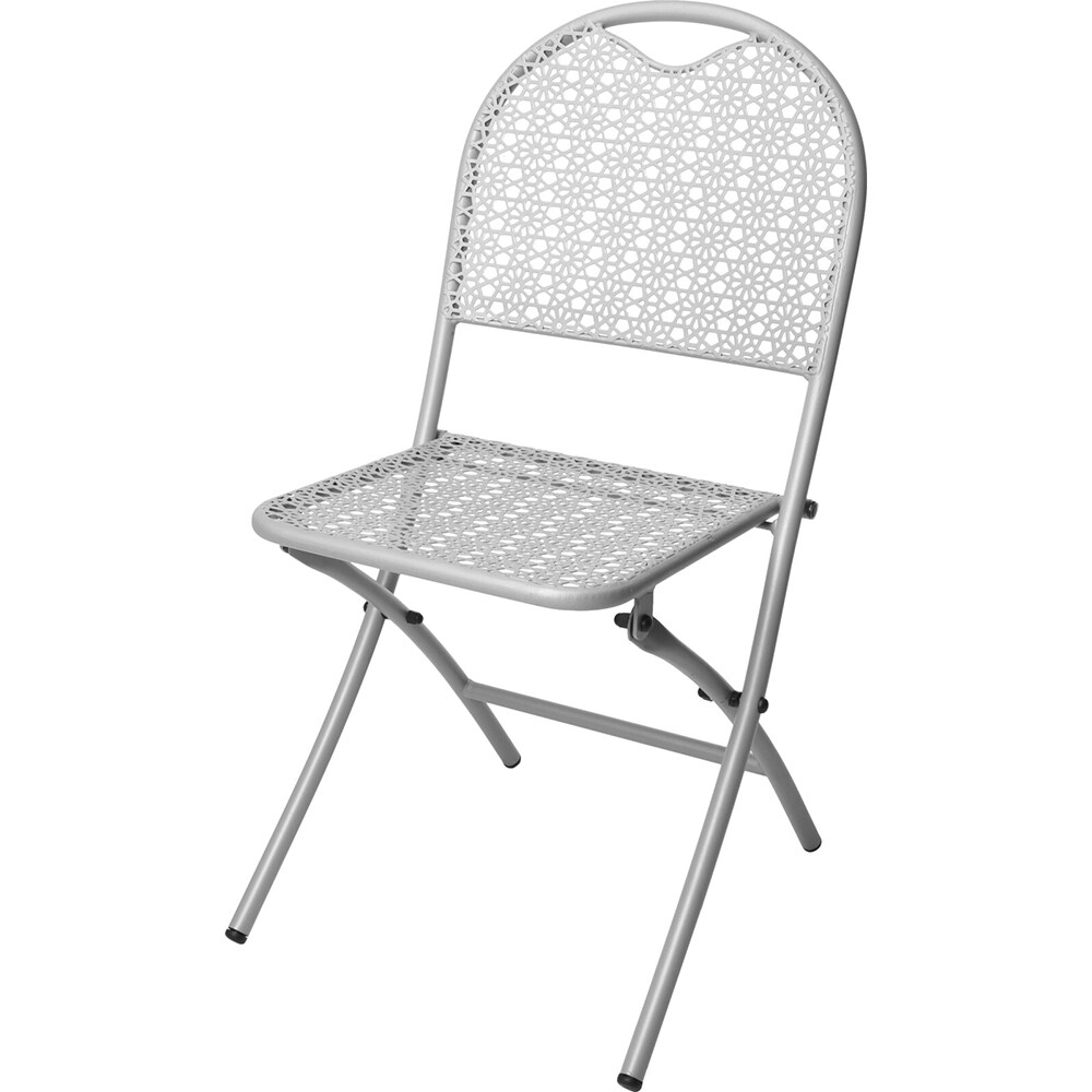 Scaun terasa KI X81100120, metal, 46 x 52 x 88 cm, gri deschis