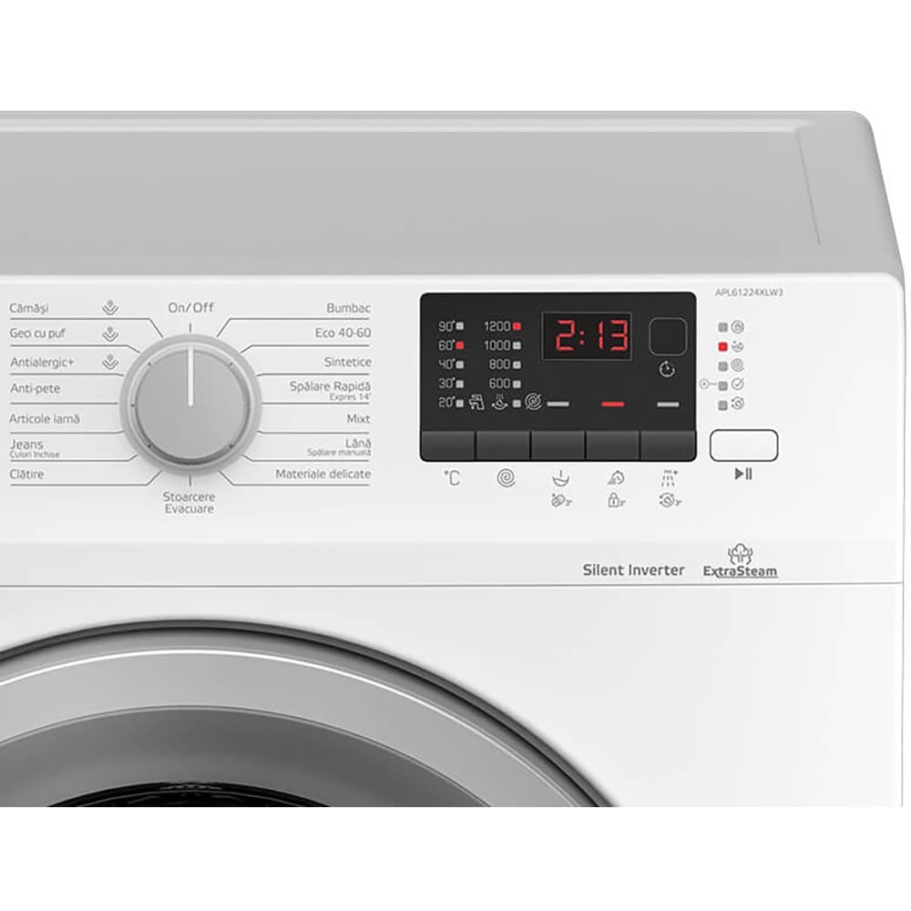Masina de spalat rufe frontala ARCTIC APL61224XLW3, Extra Steam, 6kg, 1200rpm, Clasa D, alb