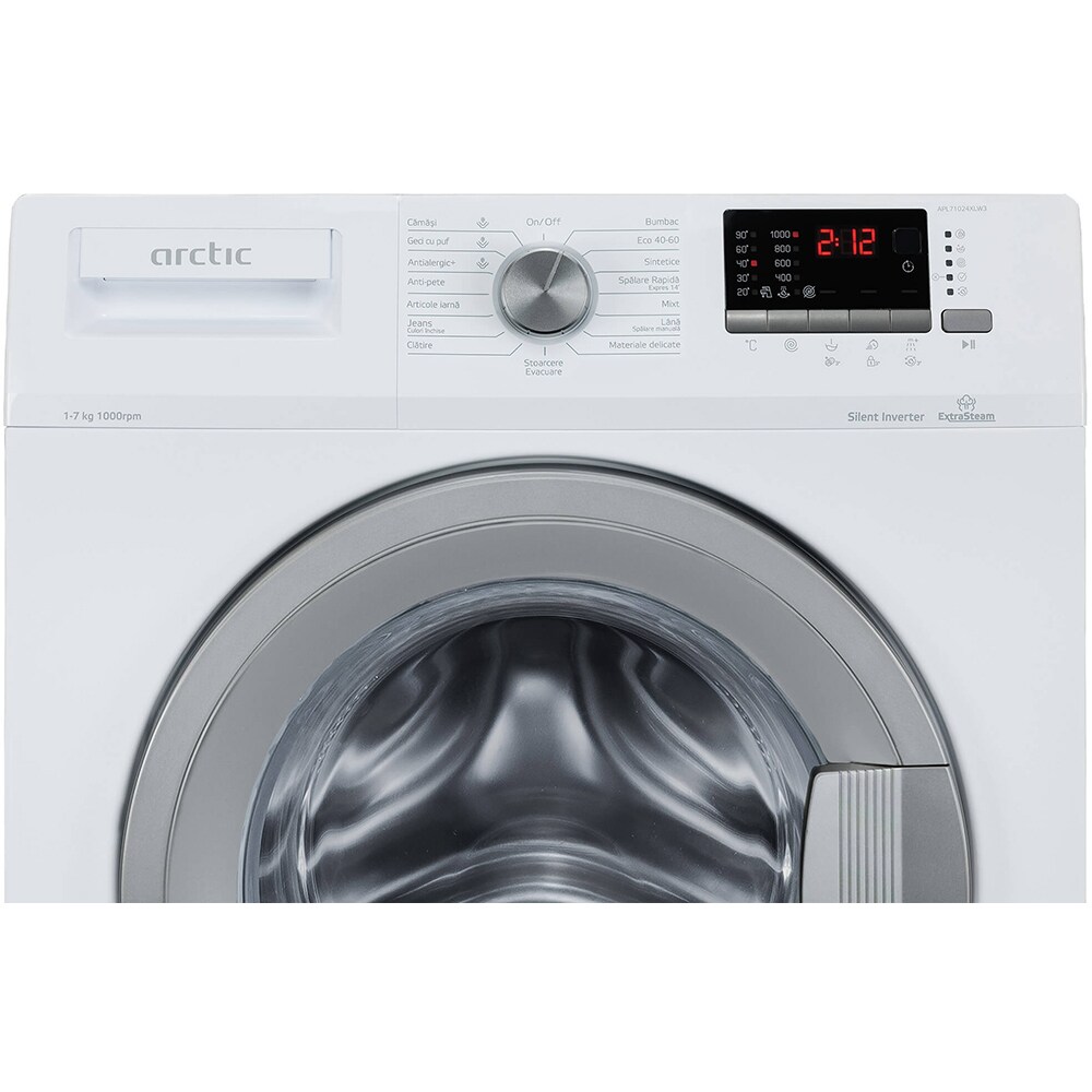 Masina de spalat rufe frontala ARCTIC APL71024XLW3, Extra Steam, 7kg, 1000rpm, Clasa D, alb