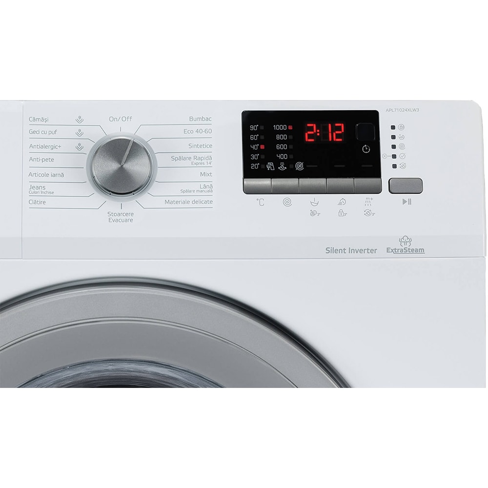 Masina de spalat rufe frontala ARCTIC APL71024XLW3, Extra Steam, 7kg, 1000rpm, Clasa D, alb