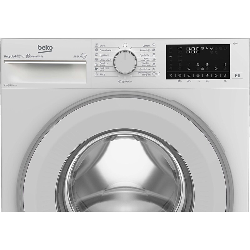 Masina de spalat rufe frontala BEKO B3WFU782CWB, SteamCure, 8kg, 1200rpm, Clasa C, alb