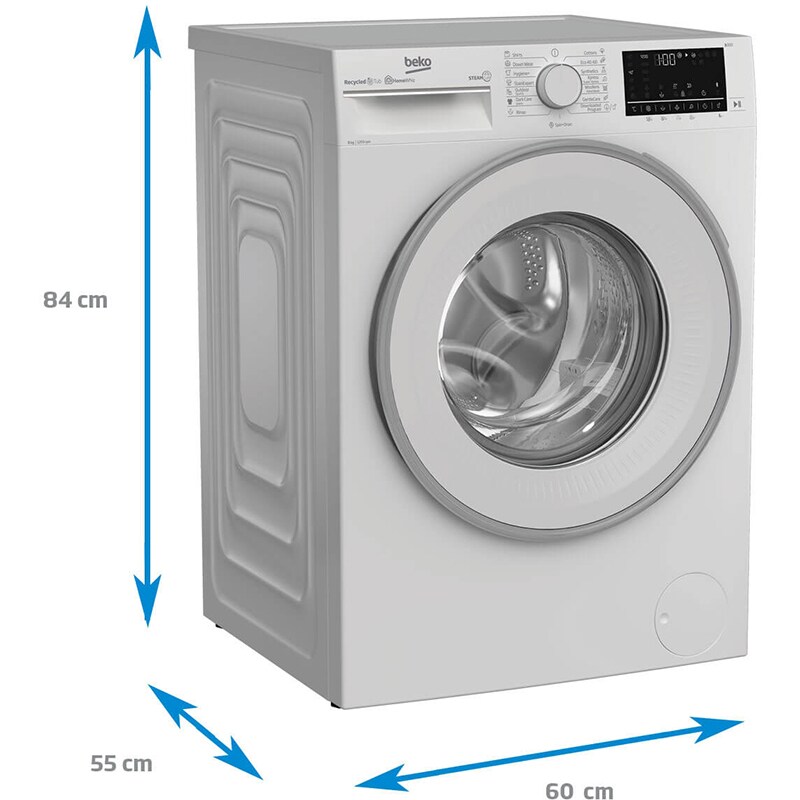 Masina de spalat rufe frontala BEKO B3WFU782CWB, SteamCure, 8kg, 1200rpm, Clasa C, alb