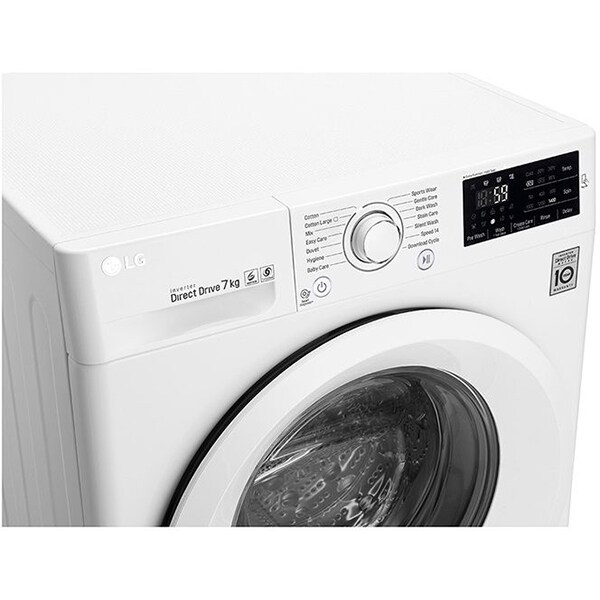 Masina de spalat rufe frontala LG F2J5QN3W, 6 Motion DD, 7kg, 1200rpm, Clasa A+++, alb