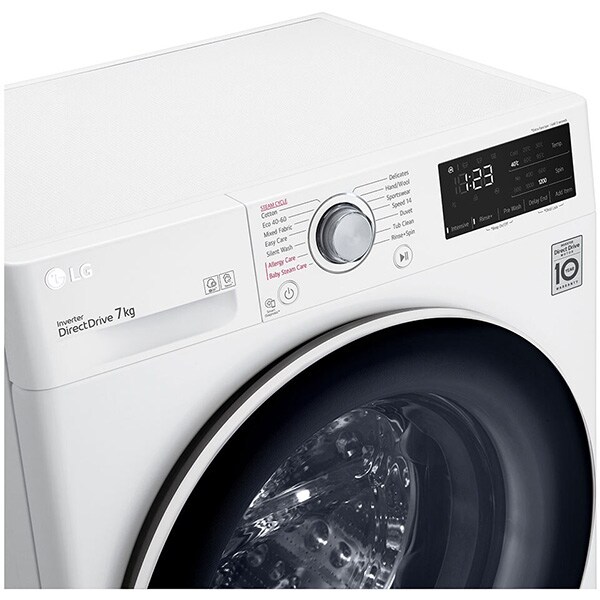 Masina de spalat rufe frontala slim LG F2WV3S7S0E, 7kg, 1200rpm, Clasa D, alb