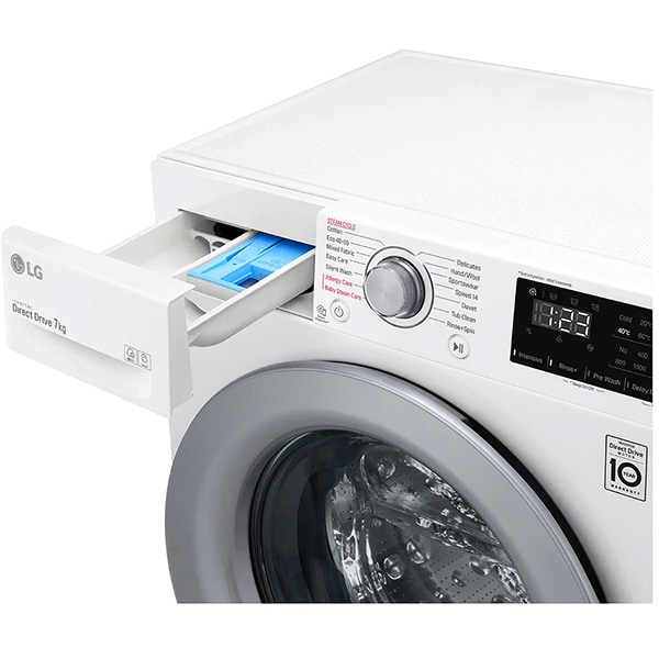 Masina de spalat rufe frontala slim LG F2WV3S7S4E, 7kg, 1200rpm, Clasa D, alb