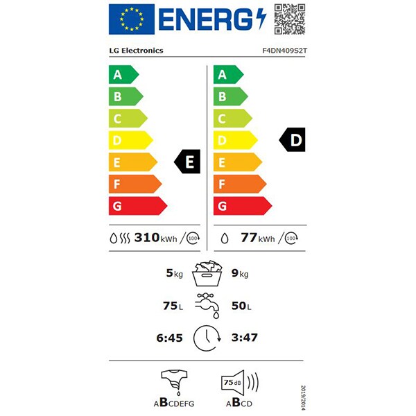 Masina de spalat rufe frontala cu uscator LG F4DN409S2T, 6 Motion, Wi-Fi, 9/5kg, 1400rpm, Clasa D/E, argintiu