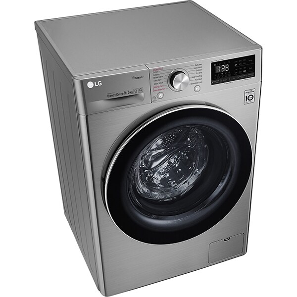 Masina de spalat rufe frontala cu uscator LG F4DN409S2T, 6 Motion, Wi-Fi, 9/5kg, 1400rpm, Clasa D/E, argintiu