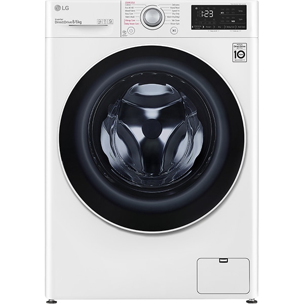 Masina de spalat rufe frontala cu uscator LG F4DV328S0U, Steam, 8/6kg, 1400rpm, Clasa B/E, alb