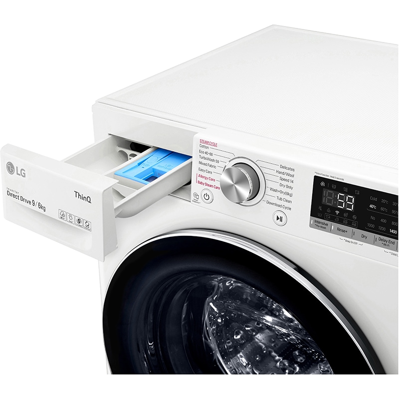 Masina de spalat rufe frontala cu uscator LG F4DV509S2E, Wi-Fi, 9/6 kg, 1400rpm, Clasa B/E, alb