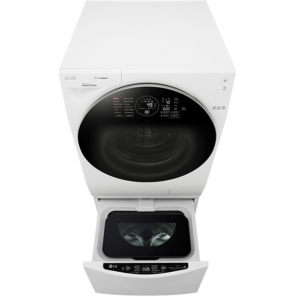 Masina de spalat rufe frontala cu uscator LG F6WD148TWIN, TwinWash, TrueSteam, Wi-Fi, 12/8kg + 2kg miniwash, Clasa A, alb
