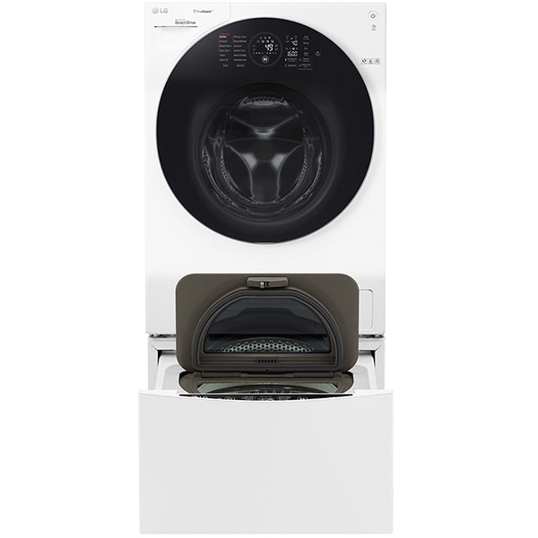 Masina de spalat rufe frontala cu uscator LG F6WD148TWIN, TwinWash, TrueSteam, Wi-Fi, 12/8kg + 2kg miniwash, Clasa A, alb