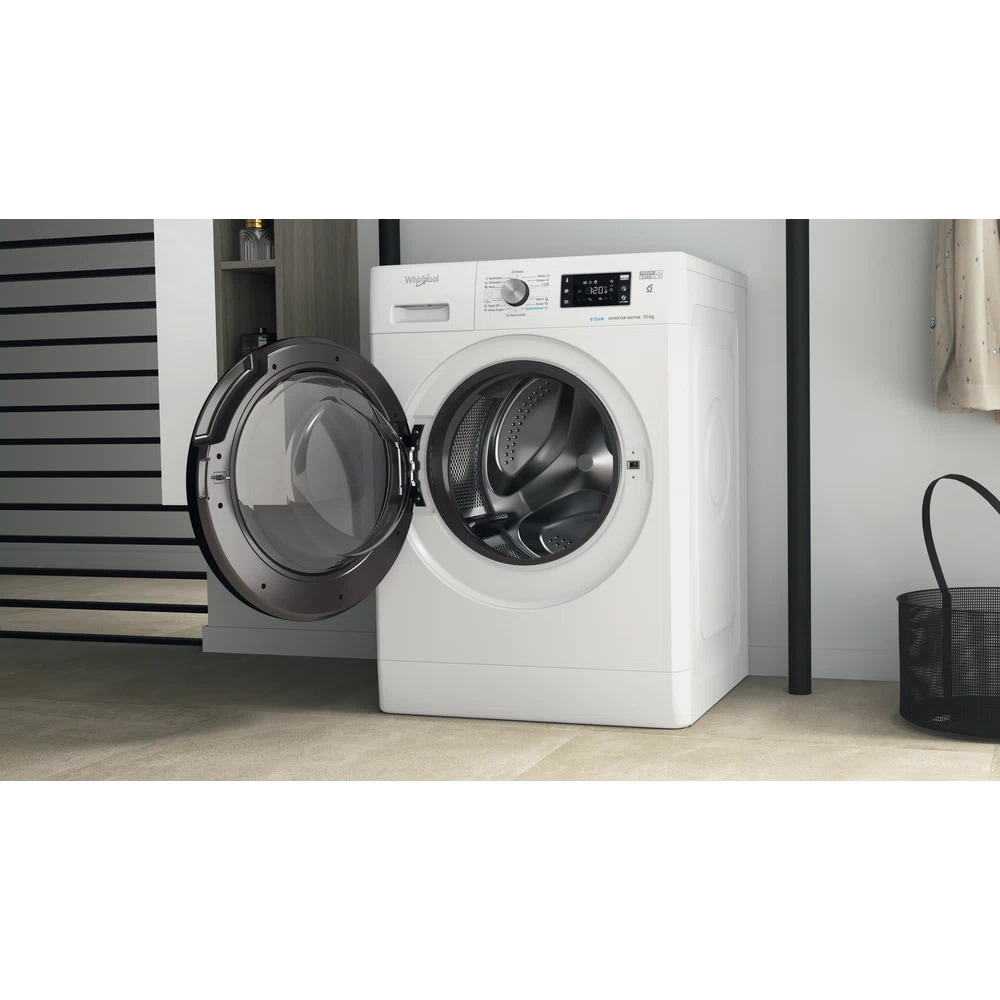 Masina de spalat rufe frontala WHIRLPOOL FFB 10469 BV EE, Steam, 6th Sense, 10 kg, 1400 rpm, Clasa A, alb