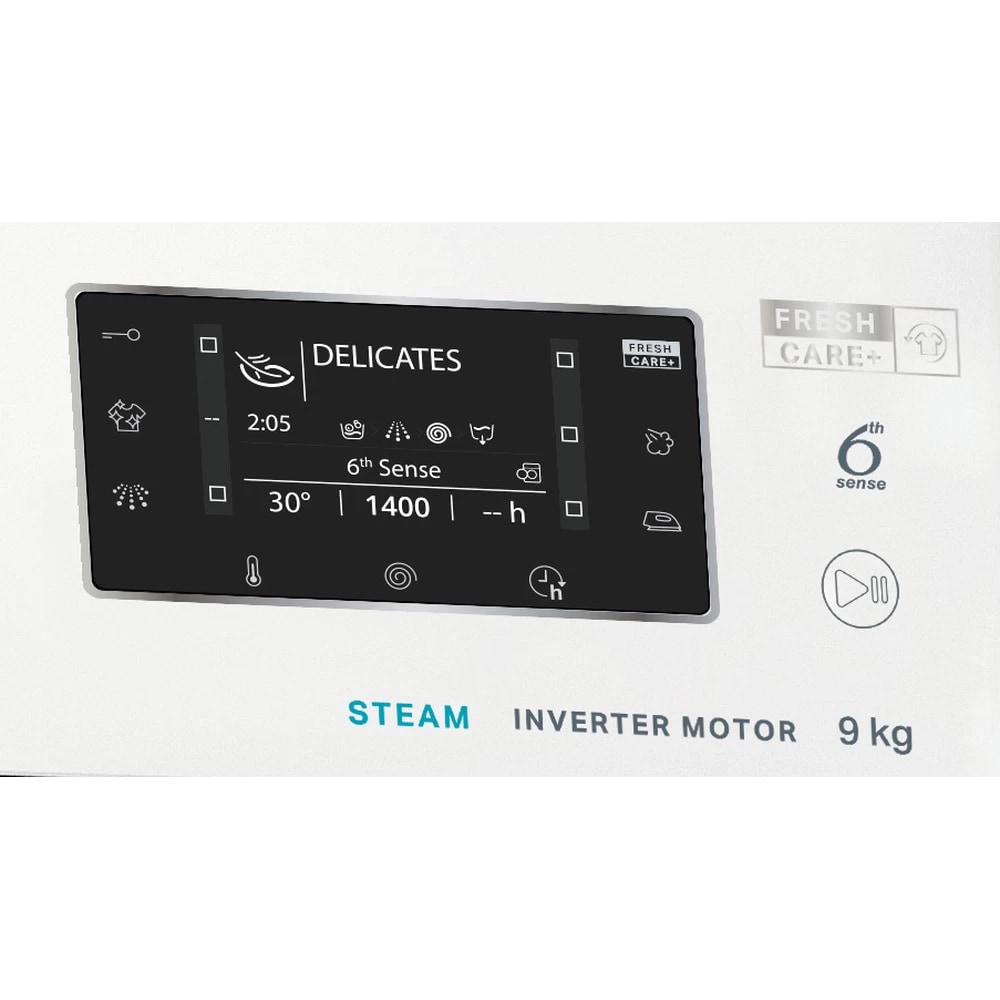 Masina de spalat rufe frontala WHIRLPOOL FFD 9469 BV EE, Steam, 6th Sense, 9 kg, 1400rpm, Clasa A, alb