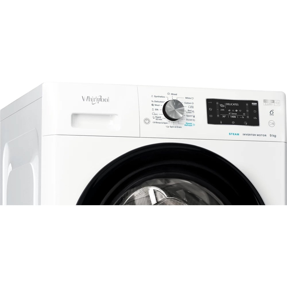 Masina de spalat rufe frontala WHIRLPOOL FFD 9469 BV EE, Steam, 6th Sense, 9 kg, 1400rpm, Clasa A, alb