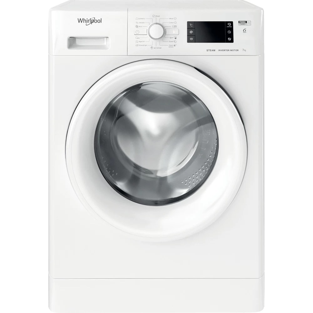 Masina de spalat rufe frontala slim WHIRLPOOL FWSG 71283 WV EE N, 6th Sense, 7 kg, 1200rpm, Clasa D, alb