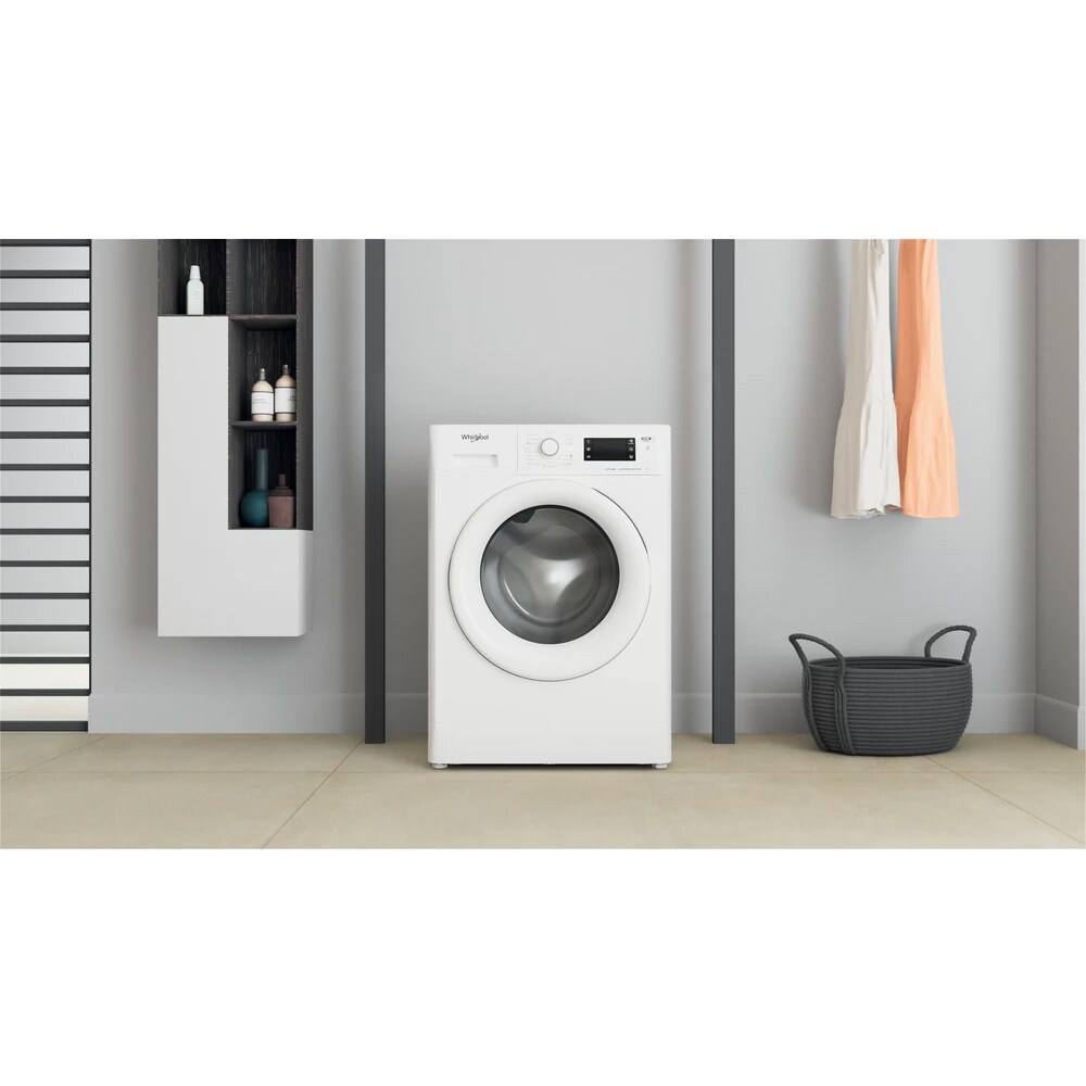 Masina de spalat rufe frontala slim WHIRLPOOL FWSG 71283 WV EE N, 6th Sense, 7 kg, 1200rpm, Clasa D, alb