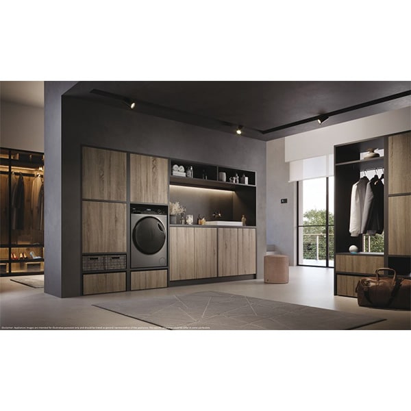 Masina de spalat frontala slim cu uscator HAIER HWD80B14959S8U1S, iRefresh, 8/5 kg, 1400rpm, Clasa A/D, antracit