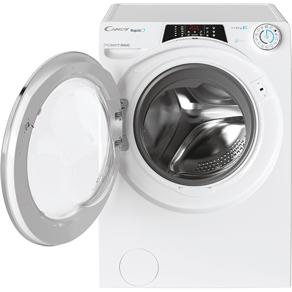 Masina de spalat rufe frontala slim Candy Rapido RO41274DWMCE/1-S, 7 kg, 1200rpm, Clasa A, alb