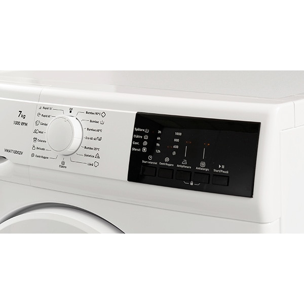 Masina de spalat rufe frontala VORTEX VMA710D02V, 7 kg, 1000rpm, Clasa D, alb