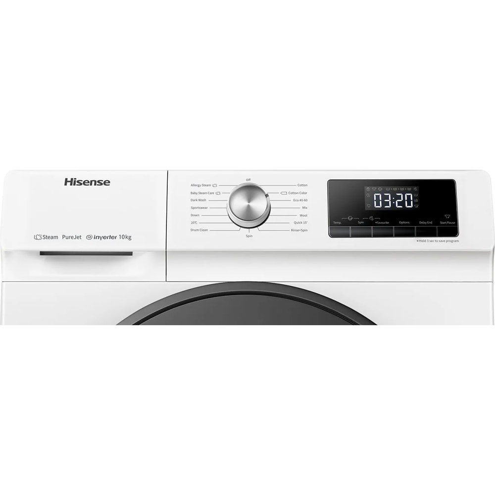 Masina de spalat rufe frontala HISENSE WFQA9014EVJM, Steam, 9 kg, 1400rpm, Clasa A, alb