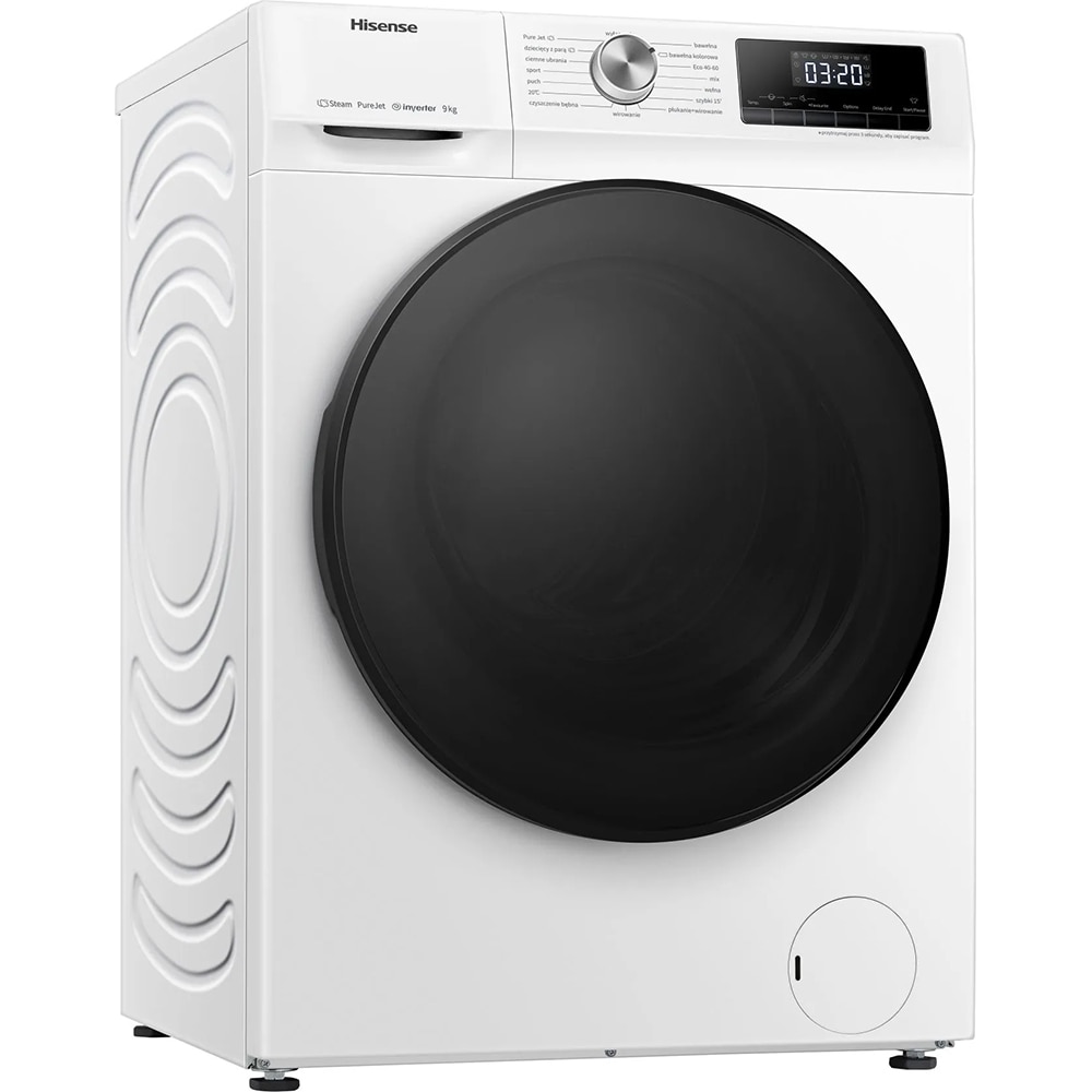 Masina de spalat rufe frontala HISENSE WFQA9014EVJM, Steam, 9 kg, 1400rpm, Clasa A, alb