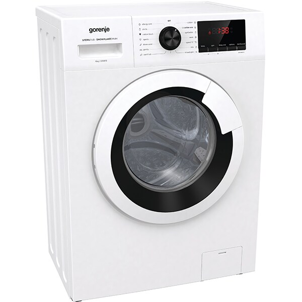 Masina de spalat rufe frontala slim GORENJE WHE62S3, TotalWeightControl, 6kg, 1200rpm, Clasa A+++, alb