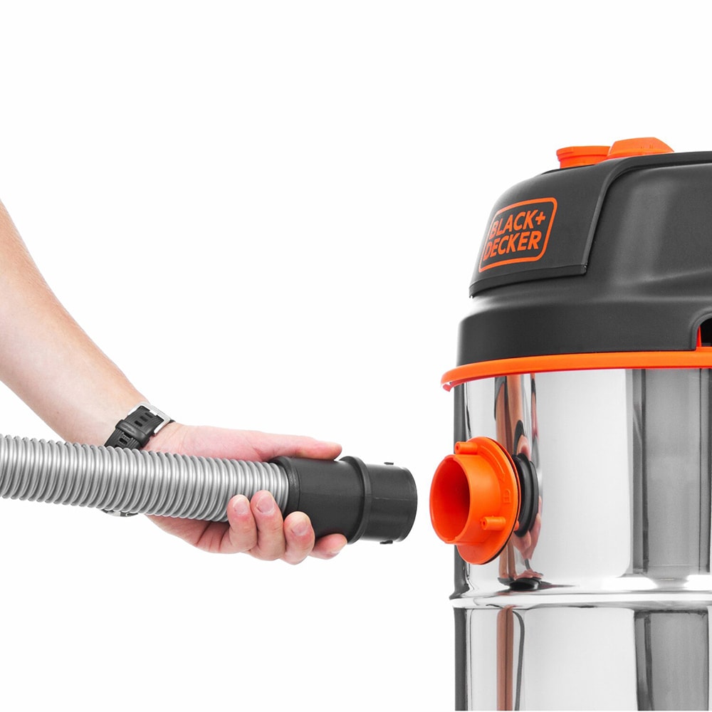 Aspirator umed/uscat BLACK & DECKER BXVC30XTDE, 30l, 1600W, 87.6dB, inox-negru