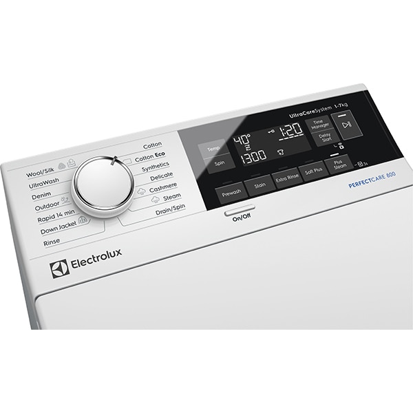 Masina de spalat rufe verticala ELECTROLUX PerfectCare700 EW7T3372, SteamCare, 7 kg, 1300rpm, Clasa E, alb