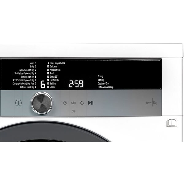 Uscator de rufe GRUNDIG GTN38250MGC, Touch Dry, Pompa de caldura, 8kg, 16 programe, Clasa A++, alb