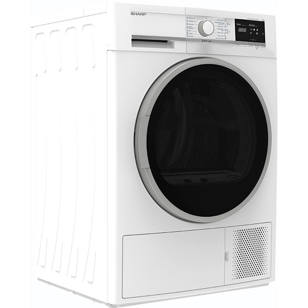 Uscator de rufe SHARP KD-GHB7S7GW2-EE, Pompa de caldura, 7kg, 15 programe, Clasa A++, alb