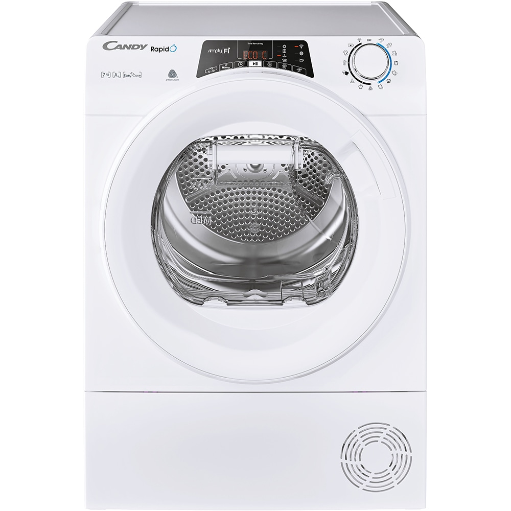 Uscator de rufe CANDY Slim RO4 RO4 H7A1TEX-S, Pompa de caldura, Wi-Fi, 7 kg, 16 programe, Clasa A+, alb