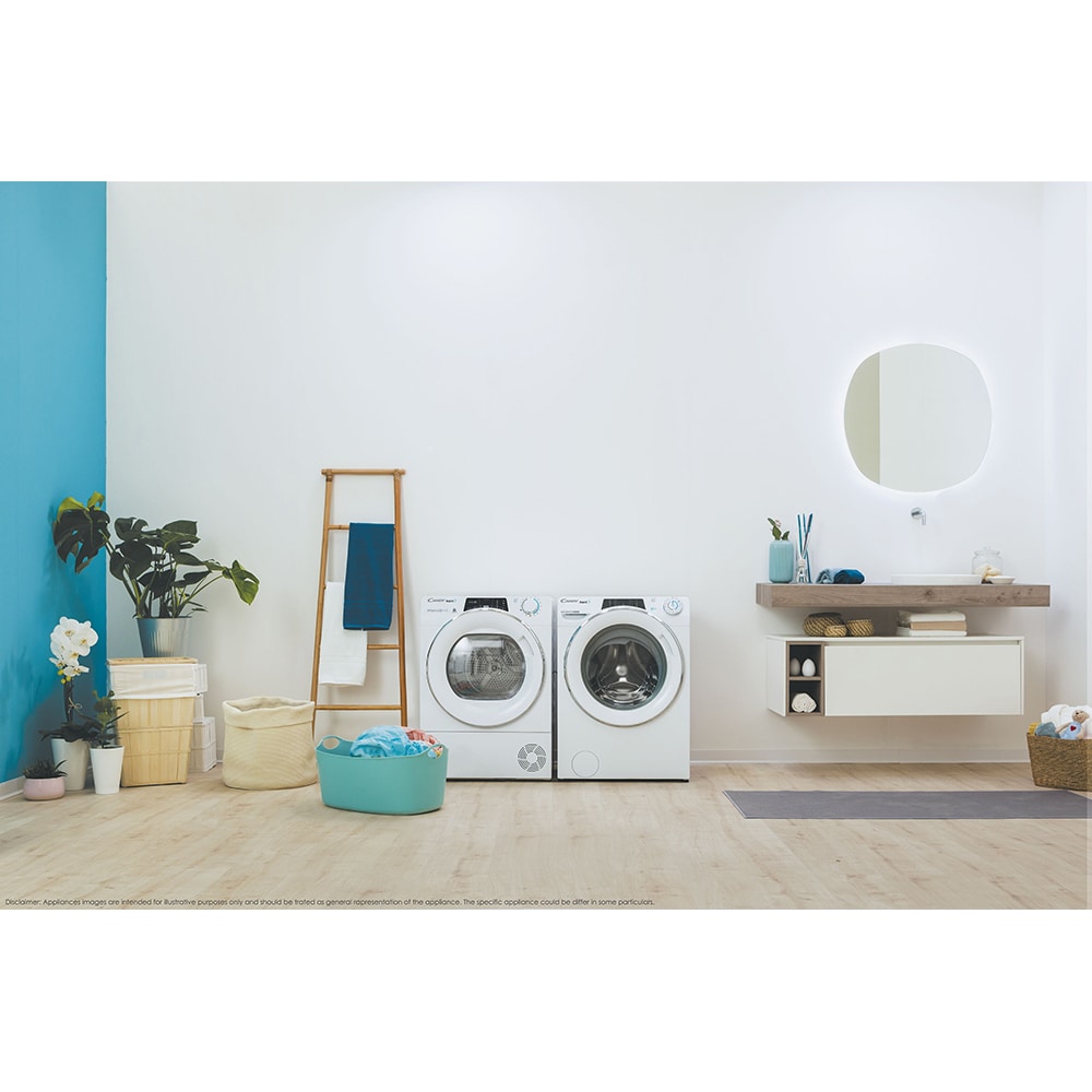 Uscator de rufe CANDY Rapido ROE H10A2TCEX-S, Pompa de caldura, 10 kg, 14 programe, Clasa E, Wi-Fi, alb