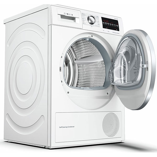 Uscator de rufe BOSCH WTW85491BY, Condensare si pompa de caldura, 9kg, 15 programe, Clasa A++, alb