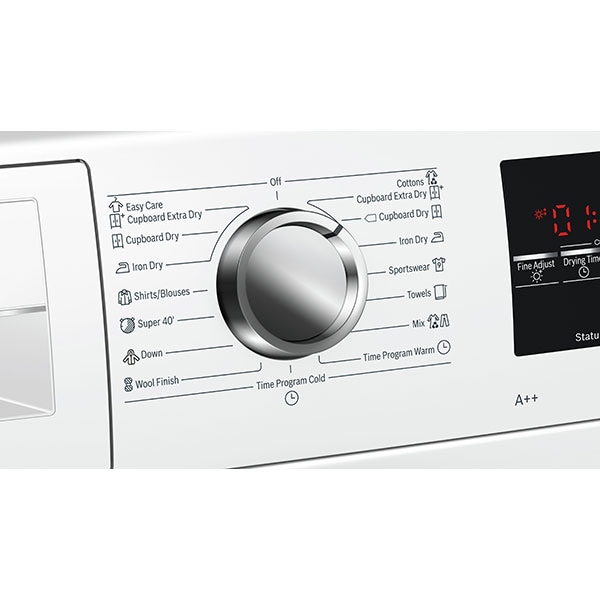 Uscator de rufe BOSCH WTW85491BY, Condensare si pompa de caldura, 9kg, 15 programe, Clasa A++, alb