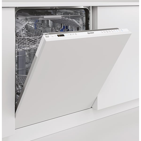 Masina de spalat vase incorporabila INDESIT DIO 3C24 AC E, Push&Go, 14 seturi, 9 programe, 60 cm, Clasa E, panou comanda alb