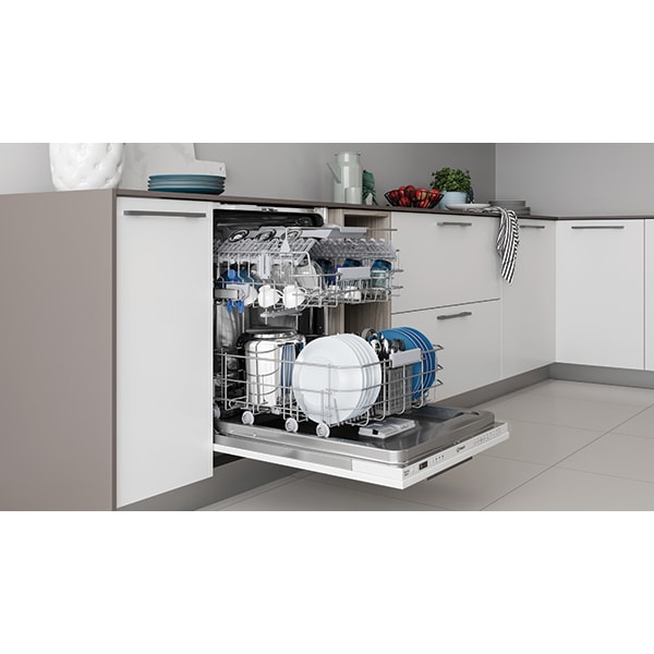 Masina de spalat vase incorporabila INDESIT DIO 3C24 AC E, Push&Go, 14 seturi, 9 programe, 60 cm, Clasa E, panou comanda alb