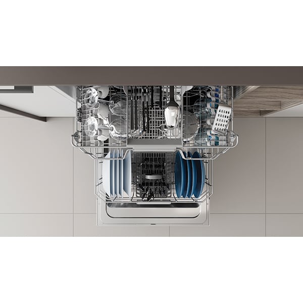 Masina de spalat vase incorporabila INDESIT DIO 3C24 AC E, Push&Go, 14 seturi, 9 programe, 60 cm, Clasa E, panou comanda alb