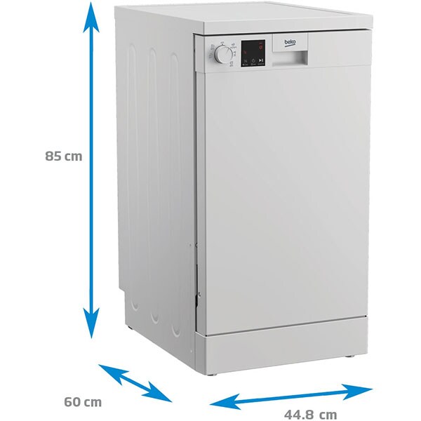 Masina de spalat vase independenta BEKO DVS05024W, 10 seturi, 5 programe, Clasa E, alb