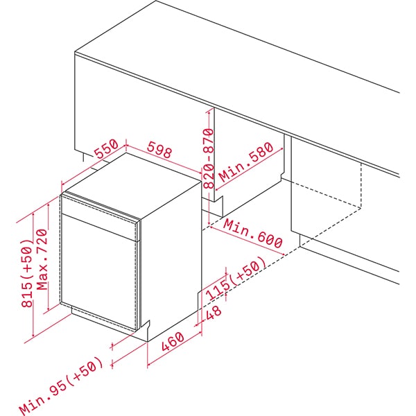 Masina de spalat vase incorporabila TEKA DW8 57 FI, 13 seturi, 9 programe, 60cm, Clasa A++, panou comanda inox