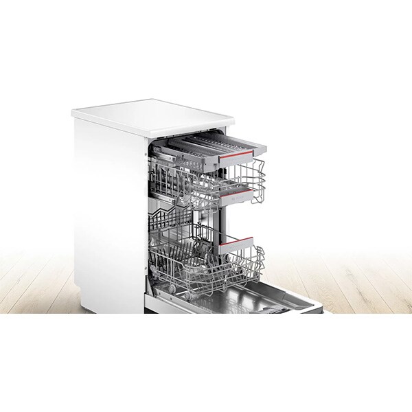 Masina de spalat vase independenta BOSCH SPS4EMW28E, 10 seturi, 6 programe, 45 cm, Clasa D, alb