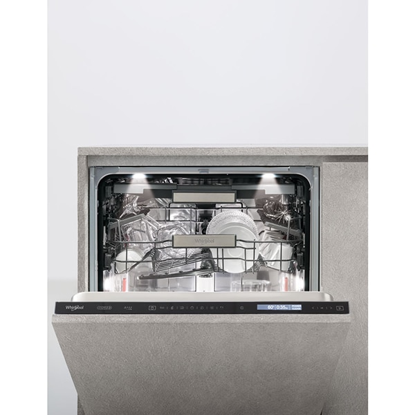 Masina de spalat vase incorporabila WHIRLPOOL WIF 4043 DLGT E, 6th Sense, 14 seturi, 11 programe, 60cm, Clasa A+++, panou comanda negru