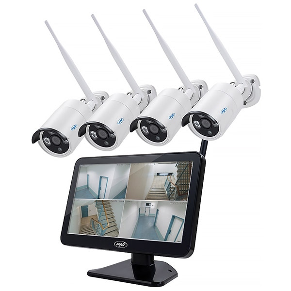 Kit supraveghere video PNI HSWIFI650, 4 camere Full HD, 4 canale, negru