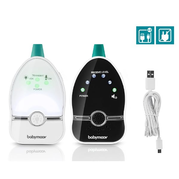 Monitor audio cu lampa de veghe BABYMOOV Easy Care A014015, alb-negru 
