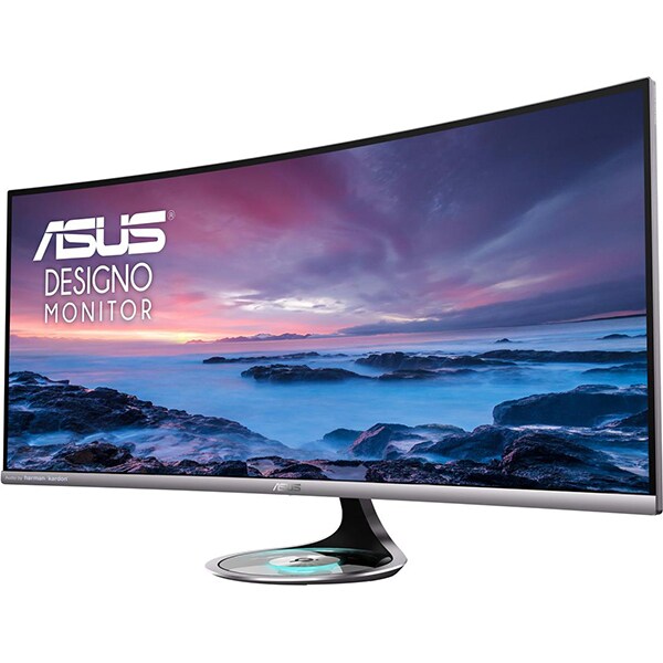 Monitor curbat LED IPS ASUS Designo Curve MX38VC, 38", UWQHD, 75Hz, Incarcator Wireless Qi, gri inchis