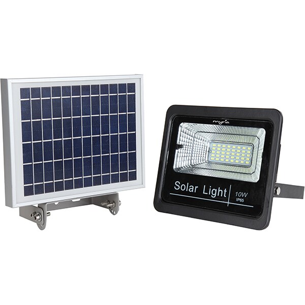 Proiector LED cu panou solar MYRIA MY2244, 10W, 700 lumeni, IP65, argintiu