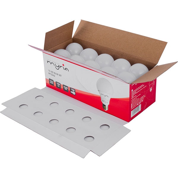 Set 10 becuri LED MYRIA MY2262, 12W, E27, 6000K, lumina rece