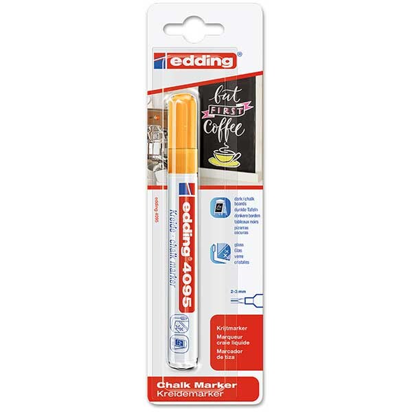 Marker pentru sticla EDDING 4095, creta lichida pe baza de apa, 2-3 mm, portocaliu