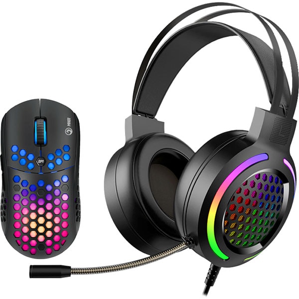 Kit Gaming casti si mouse MARVO MH01, 3.5mm, USB, negru