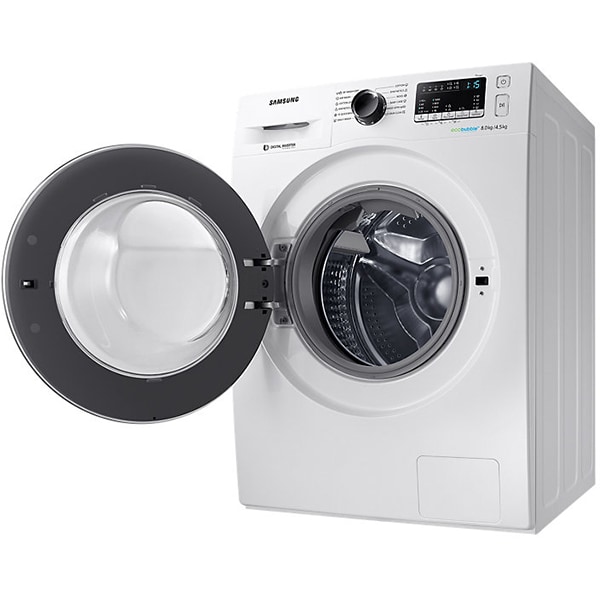 Masina de spalat rufe frontala cu uscator SAMSUNG WD80M4A43JW/LE, Eco Bubble, 8/4.5kg, 1400rpm, Clasa A, alb