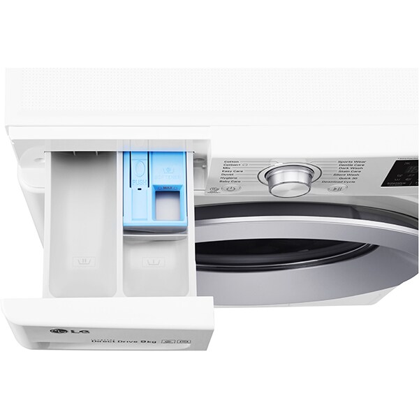Masina de spalat rufe frontala LG F4J5VN4W, 6 Motion, 9kg, 1400rpm, Clasa A+++, alb